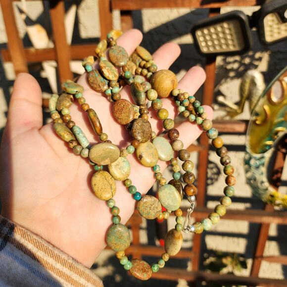 Jay King DTR Mongolian Turquoise Necklace Desert Rose Trading 3 Strand Bead Bib - Picture 11 of 14